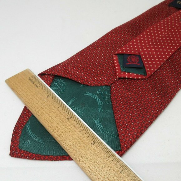 Vintage Tommy Hilfiger Red Tie with Geometric Graphics & Pin Dots 62" x 3.75" - Picture 5 of 5